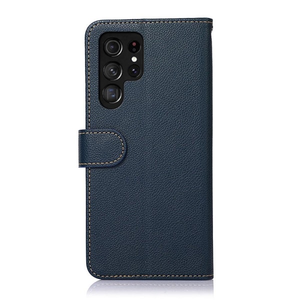 KHAZNEH Samsung Galaxy S22 Ultra Plånboksfodral - Blå/Brun Blå