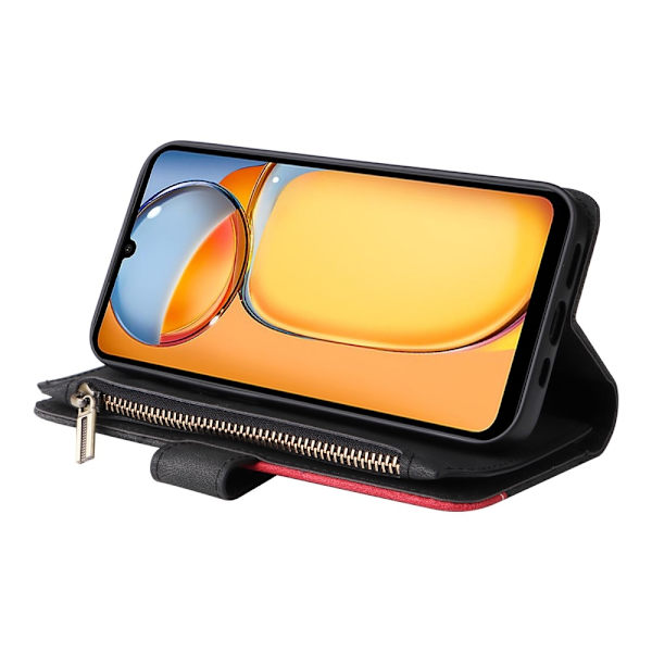 KT Wallet Case til Xiaomi Redmi 13C - Sort - Rød Black