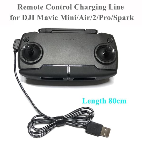 For DJI Mavic Mini/Air/2/Pro/Spark Ladekabel for fjernkontroll 80 cm Black