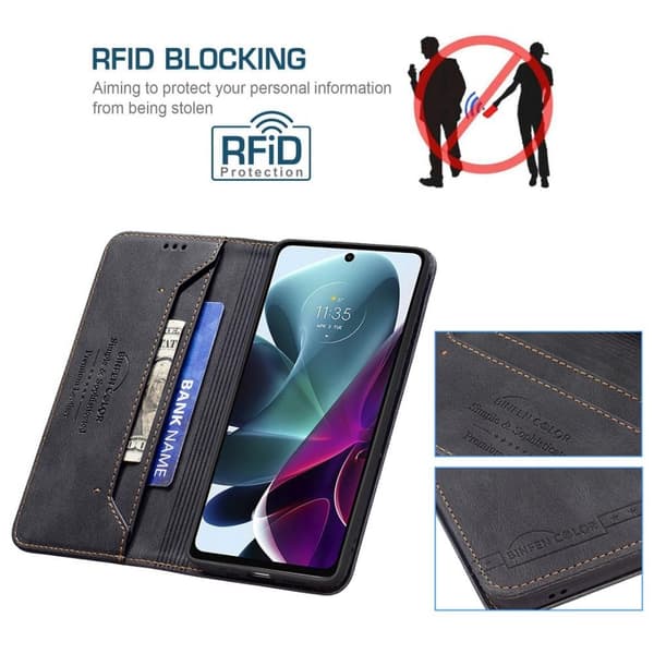 Till Motorola Edge 30 Pro Plånboksfodral - Svart Svart