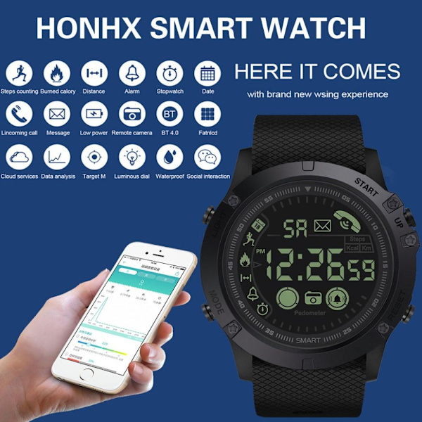 Smart Watch 24 tunnin aktiivisuusranneke 30m vedenpitävä Apple/Androidille - musta Black