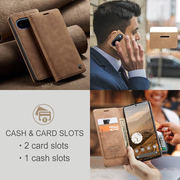 CASEME Plånboksfodral med Stativ till Google Pixel 11 Pro XL Brun