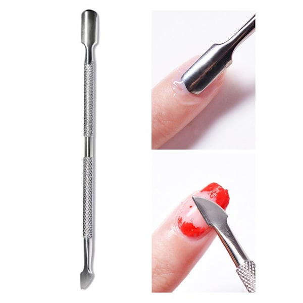 Cuticle pusher Nail polish remover tool double ends Silver