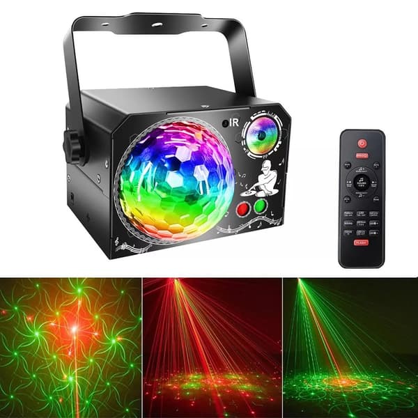 Magic Ball Laserlys L150MW 4-i-1 Laserlampe Scenefest Disco Magic Ball Lampe Black