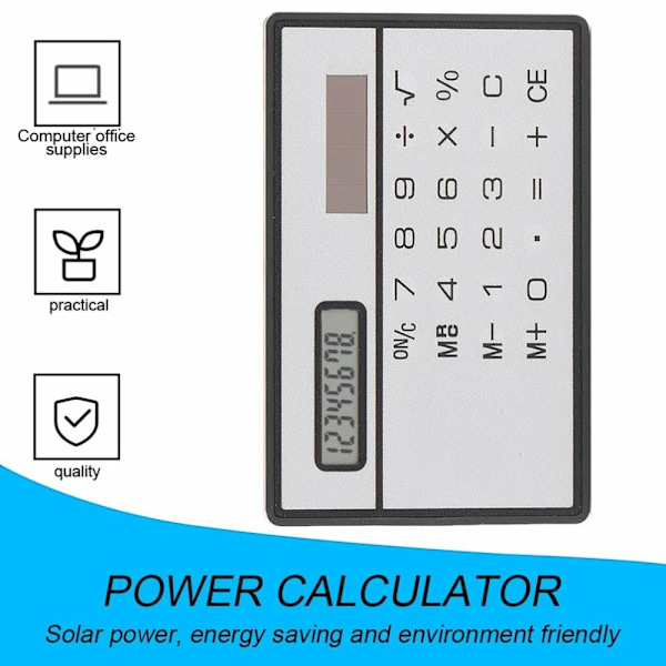 Ultratunn soldriven fickkalkylator Miniräknare 8 siffror Touch Calculator - Silver Silver