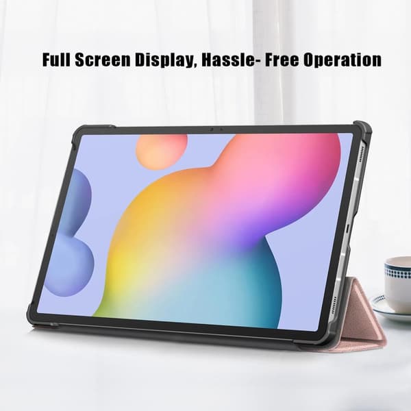 Tri-fold Smart Case med Stativ for Samsung Galaxy Tab S7 FE / Tab S7 Plus / Tab S8+ Pink gold