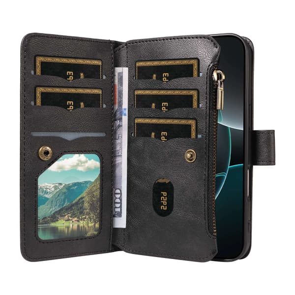 Lommebokdeksel med Mandala-mønster og Håndleddsstropp til Sony Xperia 1 VIII Black
