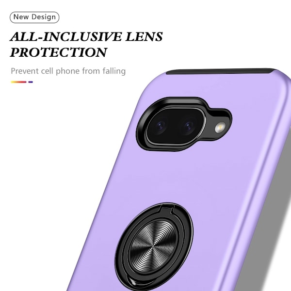Google Pixel 9A sormenrengasjalustan hybridikotelo Purple