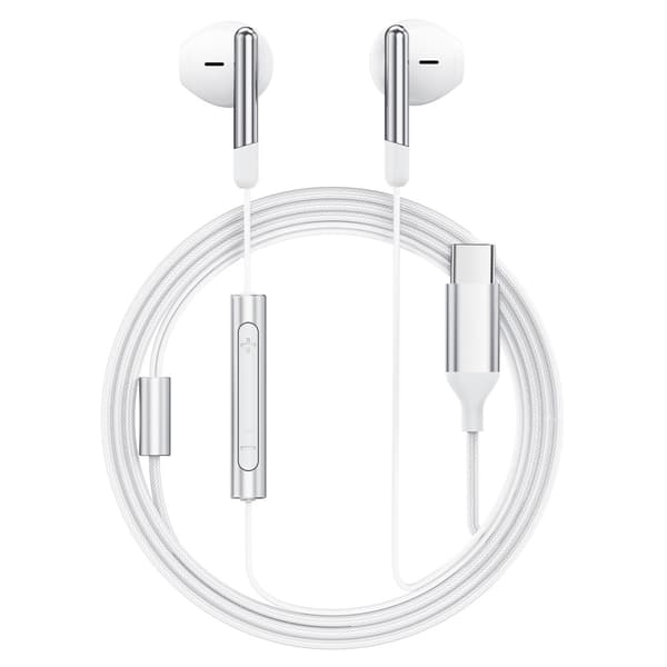 ACEFAST 1.2m USB-C Kablede Hodetelefoner med Mikrofonkontroll White
