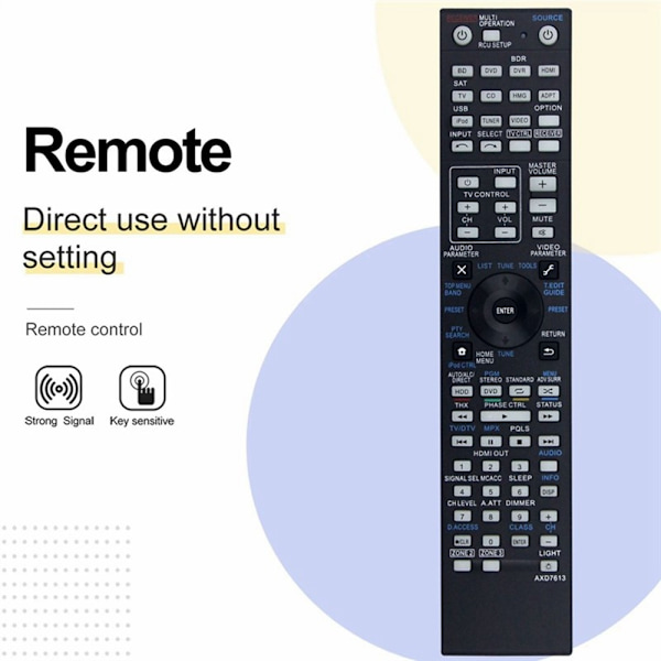 Fjernkontroll Utskiftning for AXD7613 for Pioneer AV-receiver Stereo System Black