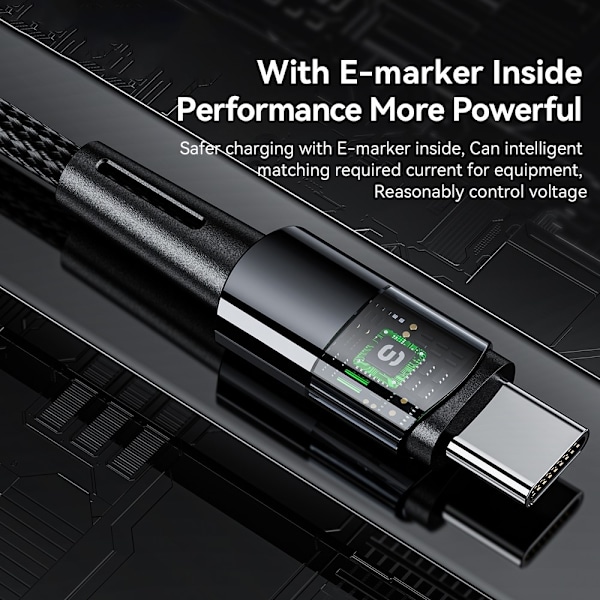 ESSAGER 2m USB-C til USB-C PD 240W Ladekabel Datakabel Hurtiglading Black