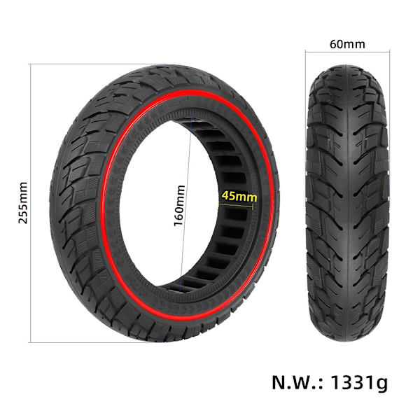 För Scooter Xiaomi 4 Pro 10" 60 / 70-7.0 offroad solid däck Svart