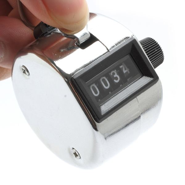 Bærbar 4-sifret display Metall Publik Teller Silver