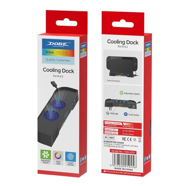 DOBE Kompatibel med Nintendo Switch 2 Varmeavledende Stativ Dobbel Vifte RGB Black