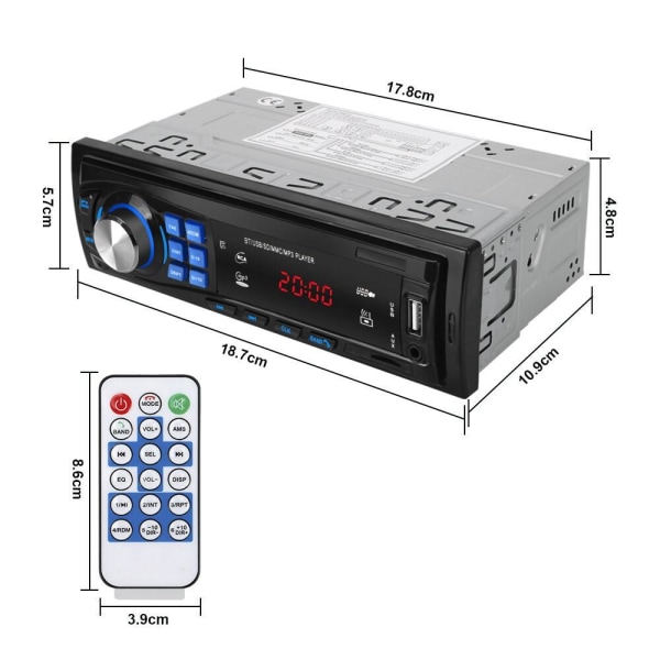 Bluetooth-stereo-autoääni FM-radio MP3-soittimen tuki TF USB AUX Black