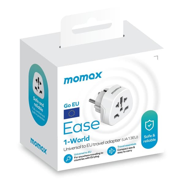 MOMAX 1-World 2500W universel rejseadapter og spændingsomformer White