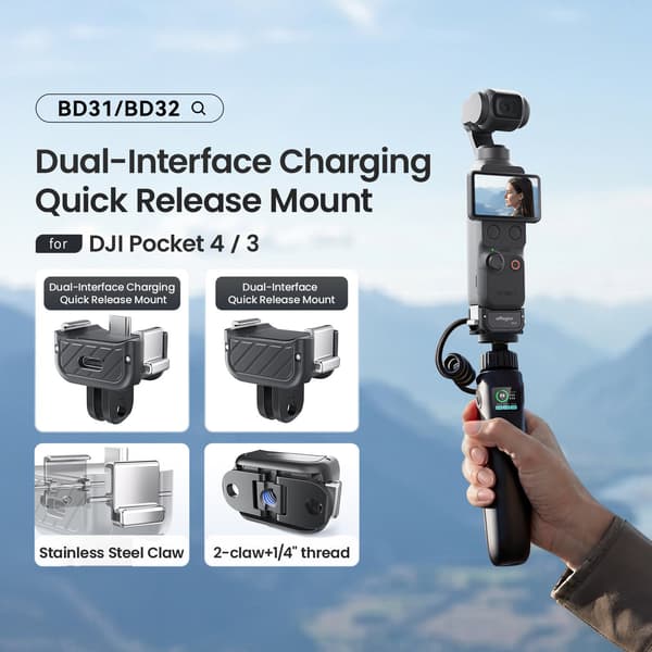 Dobbel ladestasjon for DJI Osmo Pocket 4 / 3 – magnetisk hurtigfeste Black