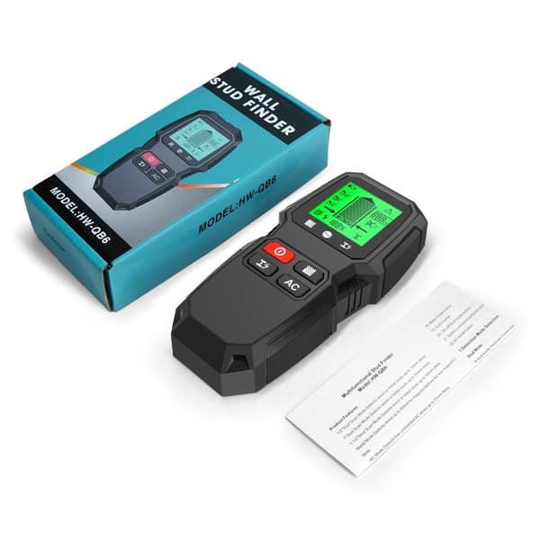 5 i 1 LCD Wall Stud Finder Edge Center Træstrøm Metal AC Live Wire Detektor Black