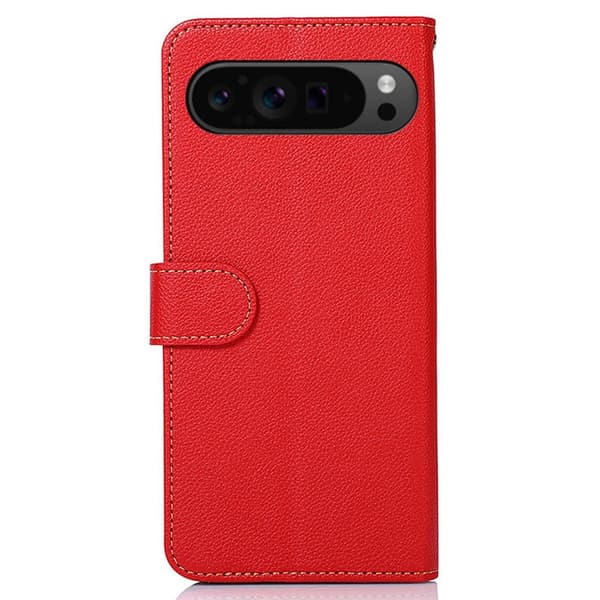 KHAZNEH Til Google Pixel 9 / Pixel 9 Pro Pung Etui Litchi Struktur Telefoncover Red