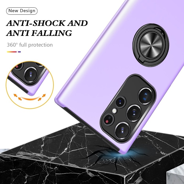 Till Samsung Galaxy S25 Ultra Hybrid skal med Finger Ring - Lila Lila