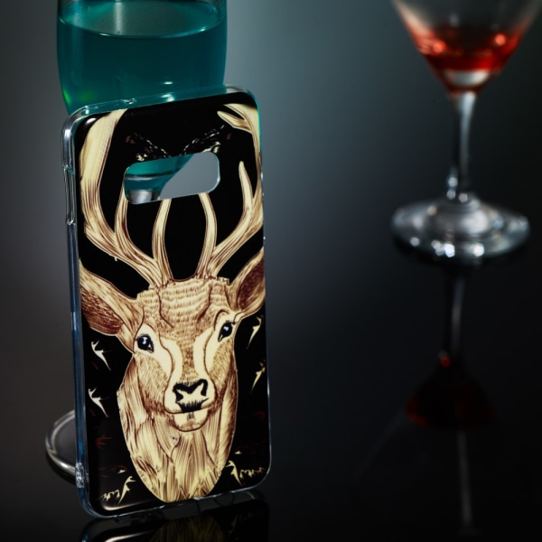 Luminous Glow Pattern Printing TPU Case for Samsung Galaxy S10e - Elk Pattern Black