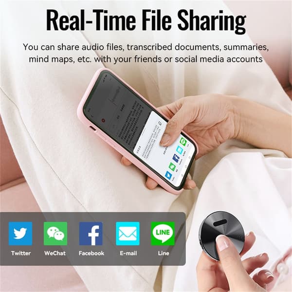Diktafon 256 GB Appstyrt AI-stemmeopptaker ChatGPT-transkripsjonsoversetter Black