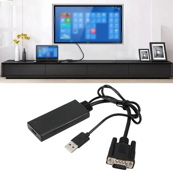 VGA + USB til HD-konverter HD-videoadapter med lyd USB-strømforsyning Black