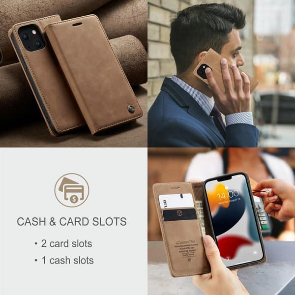 CASEME Retro Lommebok Etui for iPhone 13 - Brun Brown
