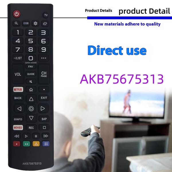 TV fjernkontroll Erstatning for AKB75675313 For LG TV Black