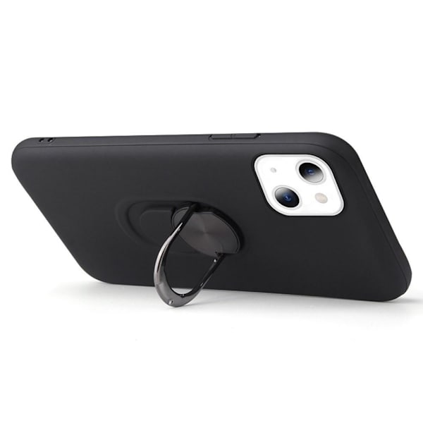 iPhone 13 Pro Finger Ring TPU Hybrid Case Stativ - Svart Black