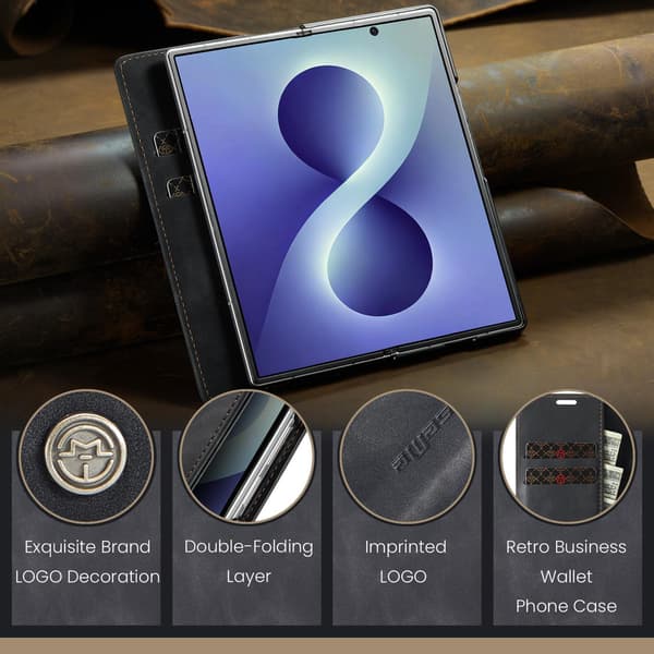CASEME Telefonlommebokdeksel med støtteben til Samsung Galaxy Z Fold8 Ultra Black