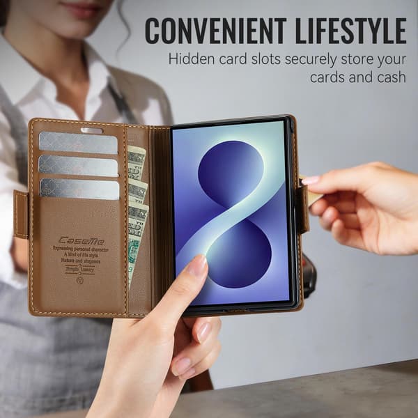 CASEME Glansigt telefonplånboksfodral till Samsung Galaxy Z Fold8 Brun