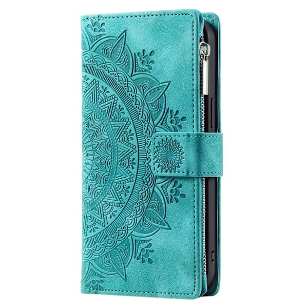 För iPhone 16e plånboksfodral Fodral Skal Mandala blommönster Grön