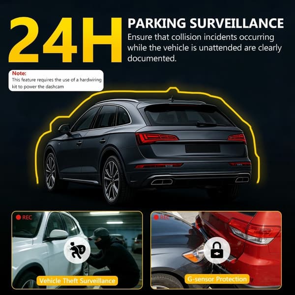 4-kanals 1080P WiFi Dash Cam G-sensor Loopinspelning Nattseende Backkamera Svart