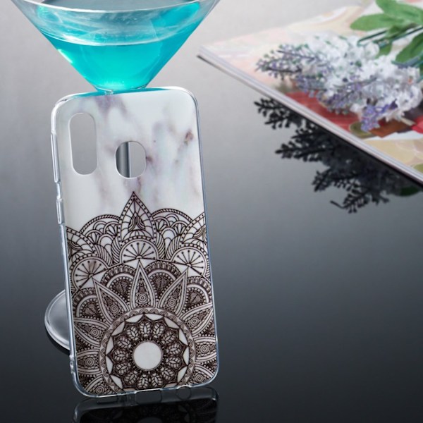 Marble Pattern IMD TPU Soft Back Case for Samsung Galaxy A40 - Style B Black