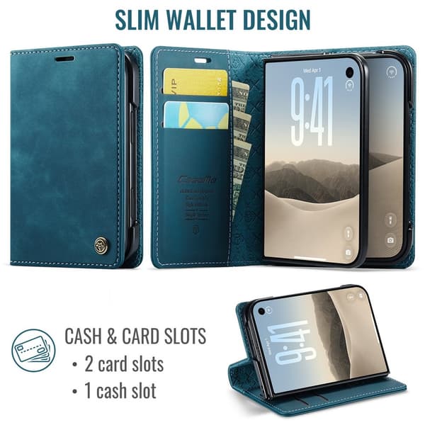CASEME Telefonpungcover med kalveskindstekstur til iPhone Duo Green
