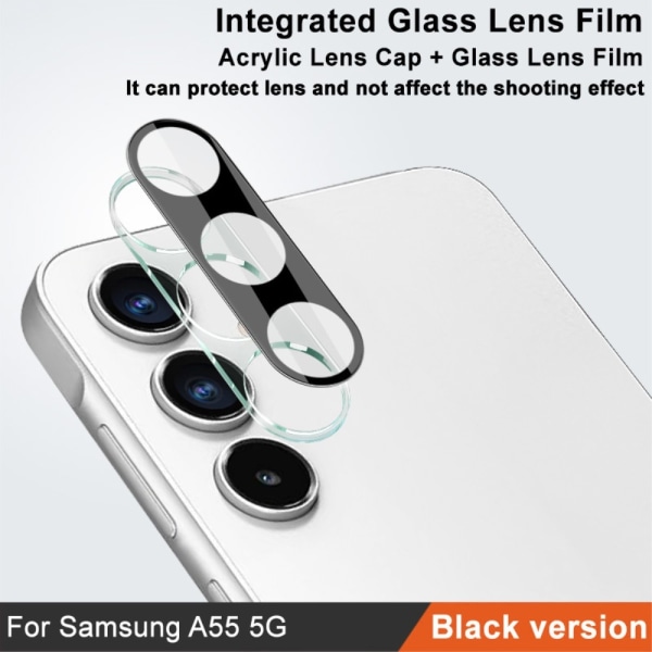 IMAK Samsung Galaxy A55 -kameran linssisuojalle karkaistu lasili Black