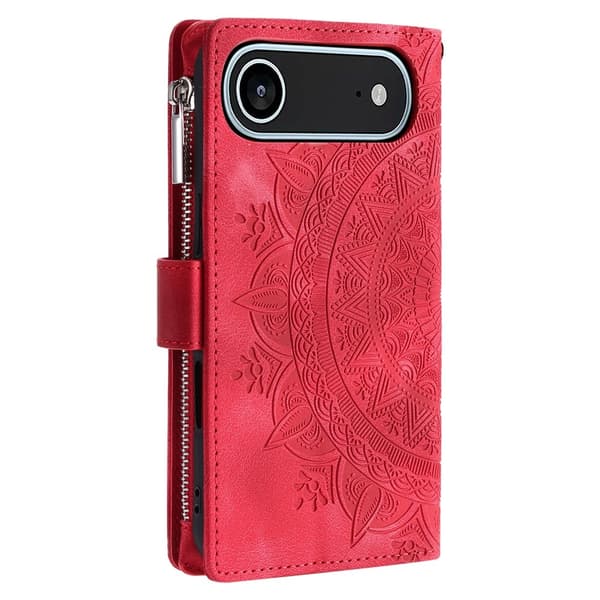 Pungetui kompatibelt med iPhone Air cover etui mandala blomstermønster Red