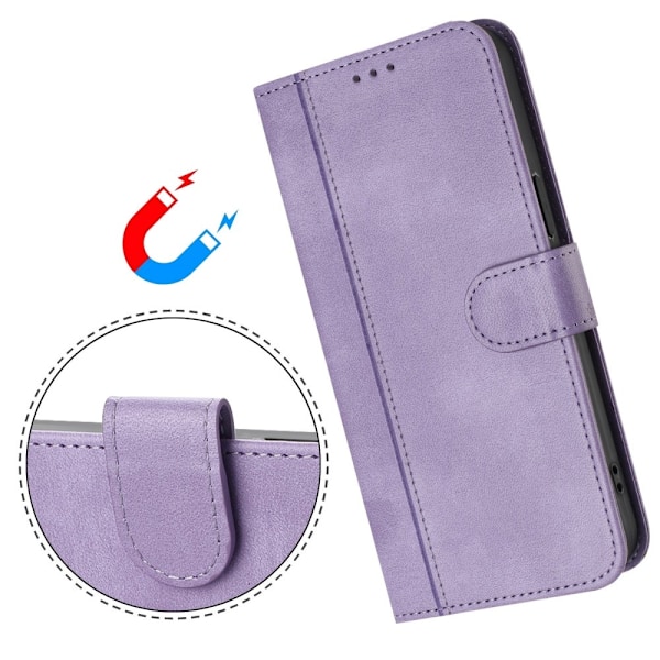 Motorola Edge 60 Pro 5G Suojakotelot Lompakko Teline Retrokuvio Nahkainen Purple