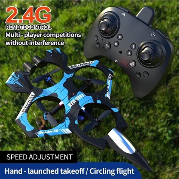 H122 Drönare Drone Neonljus Flygfoto Flygfotografering Quadcopter 2 batterier Blå