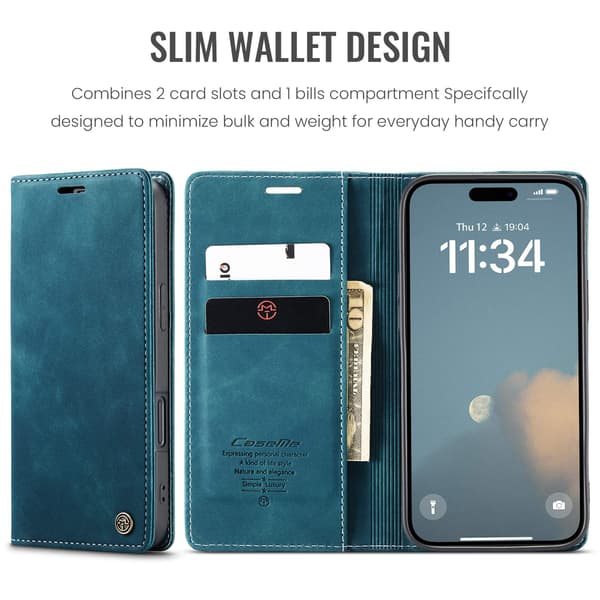 CASEME Retro lompakkokotelo iPhone 17 Blue