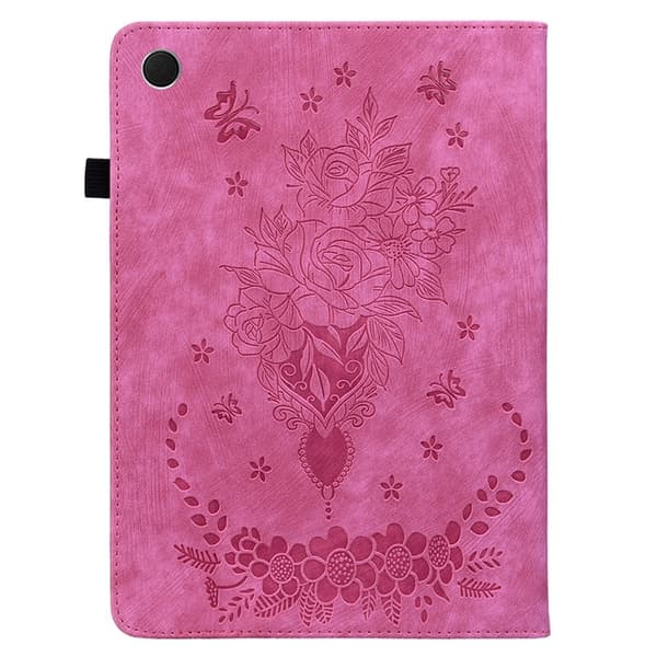 Til Samsung Galaxy Tab A11 Deksel Med Roseblomst Preging - Rose Dark pink