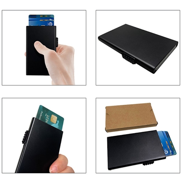 RFID-blockerande ID-kortfodral Kreditkortshållare popup Svart