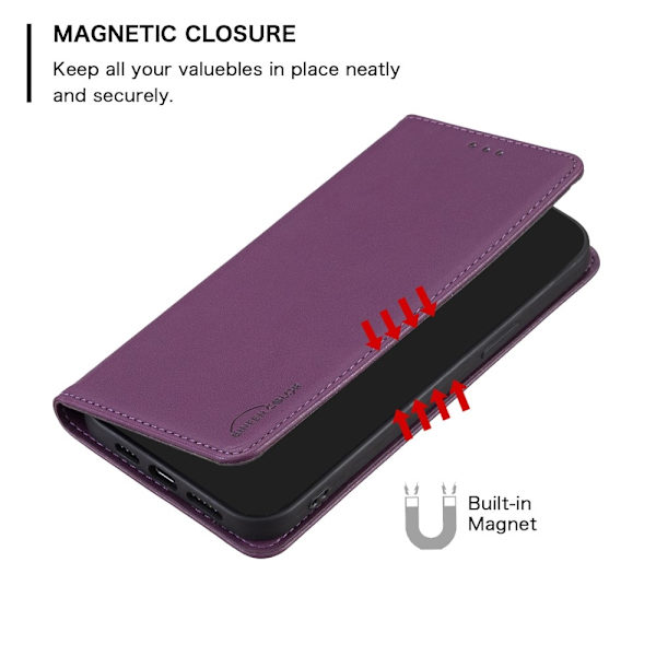 BINFEN COLOR Google Pixel 8a -kotelo PU-nahkainen puhelimen Dark purple