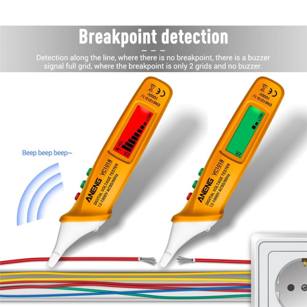 Voltmätare elektrisk sensortestpenna Digital AC-spänningsmätare Orange