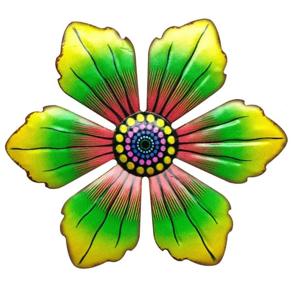 Blomma Metall Väggdekor Trädgård prydnad 15x15x0,8cm - Grön Grön