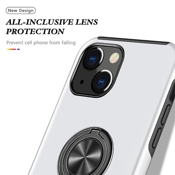 iPhone 14 Plus Hybrid Deksel Med Fingerring - Sølv Silver