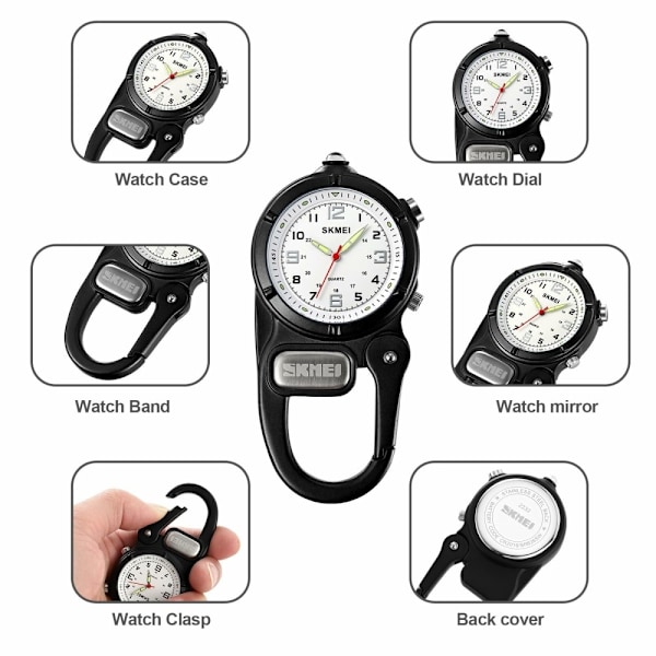 SKMEI Klocka Utomhus Ryggsäck Krok LED Ficklampa Quartz Watch - Svart Svart