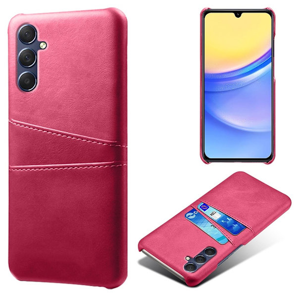 Samsung Galaxy A15 KSQ Pu-nahkapäällysteinen kuori kova kotelo Dark pink