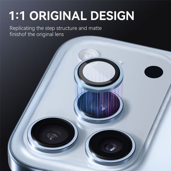 NORTHJO För iPhone 17 Pro Max / iPhone 17 Pro Kameralinsskydd Härdat Glas Metallring Blå